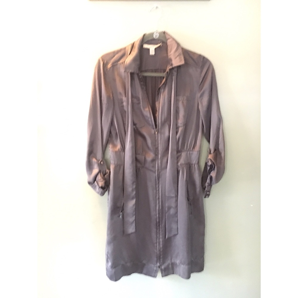 Grey Dress Pocketed Zipper